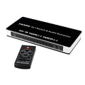 Black HDMI audio switch with remote control and 10-metre cable for 4-in-1 video switching