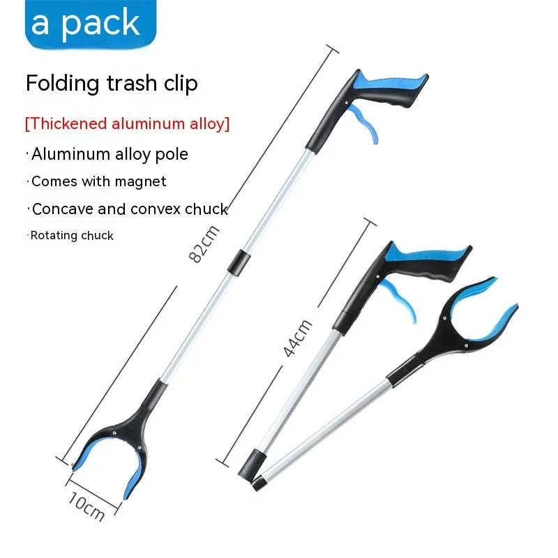 Plastic and aluminium alloy sewer pliers trash grabber tool in blue colour variant