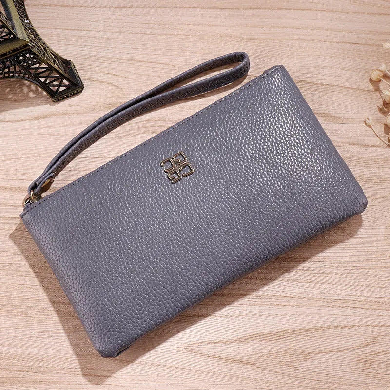Long 55cm European American style PU leather phone wallet handbag with zipper closure in multiple colour options
