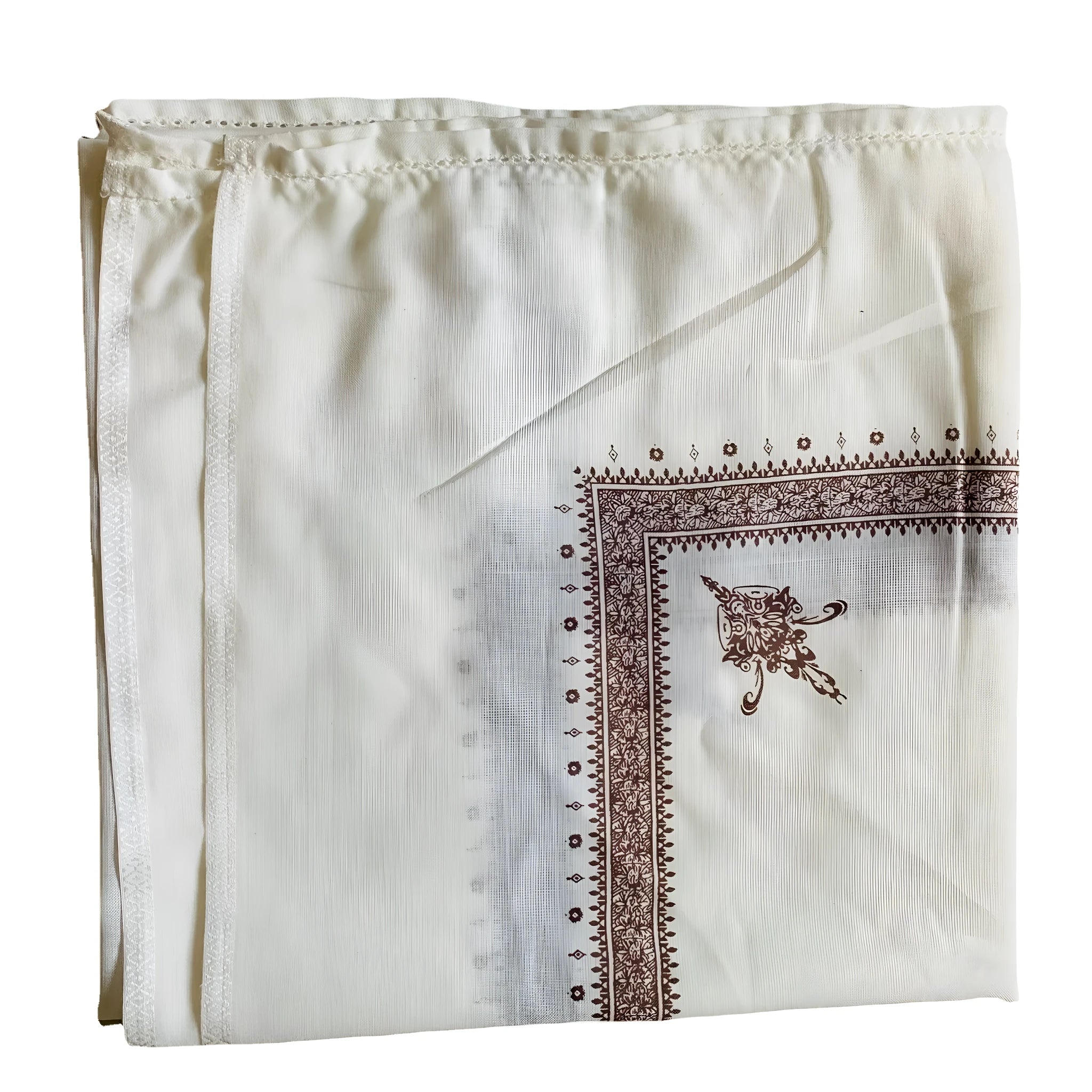 Printed square scarf in coffee colour on adult man, 138x138cm polyester fabric