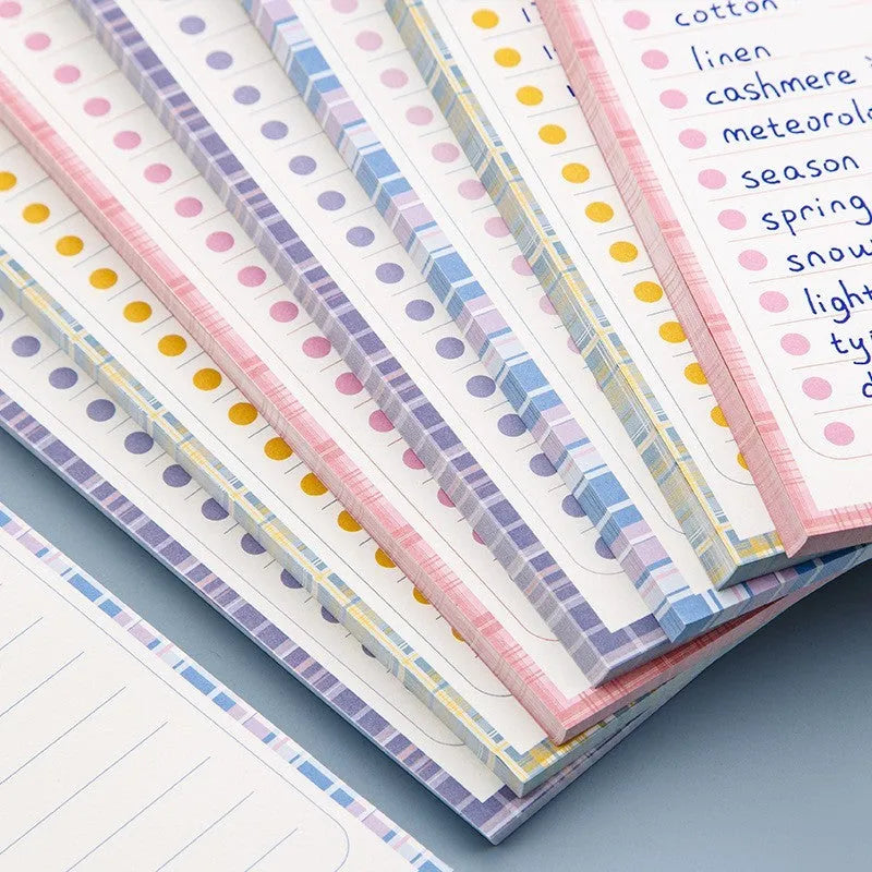 Ins Wind long note pad with purple bear cover, 91x256mm, 50 sheets, double tape paper