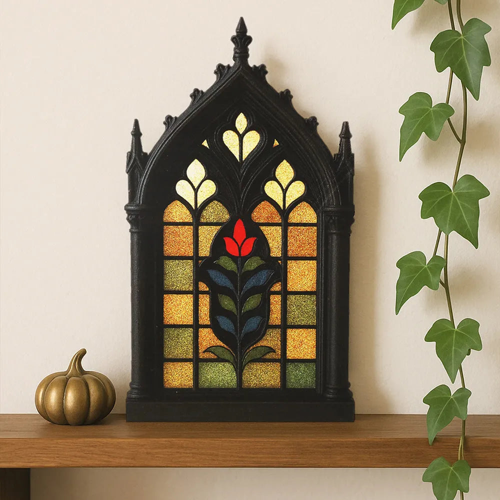 Black wooden gothic door frame wall mounted storage rack with three size options small medium large