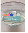 Blue electric baby nail polisher tool with rounded head for infant and toddler grooming