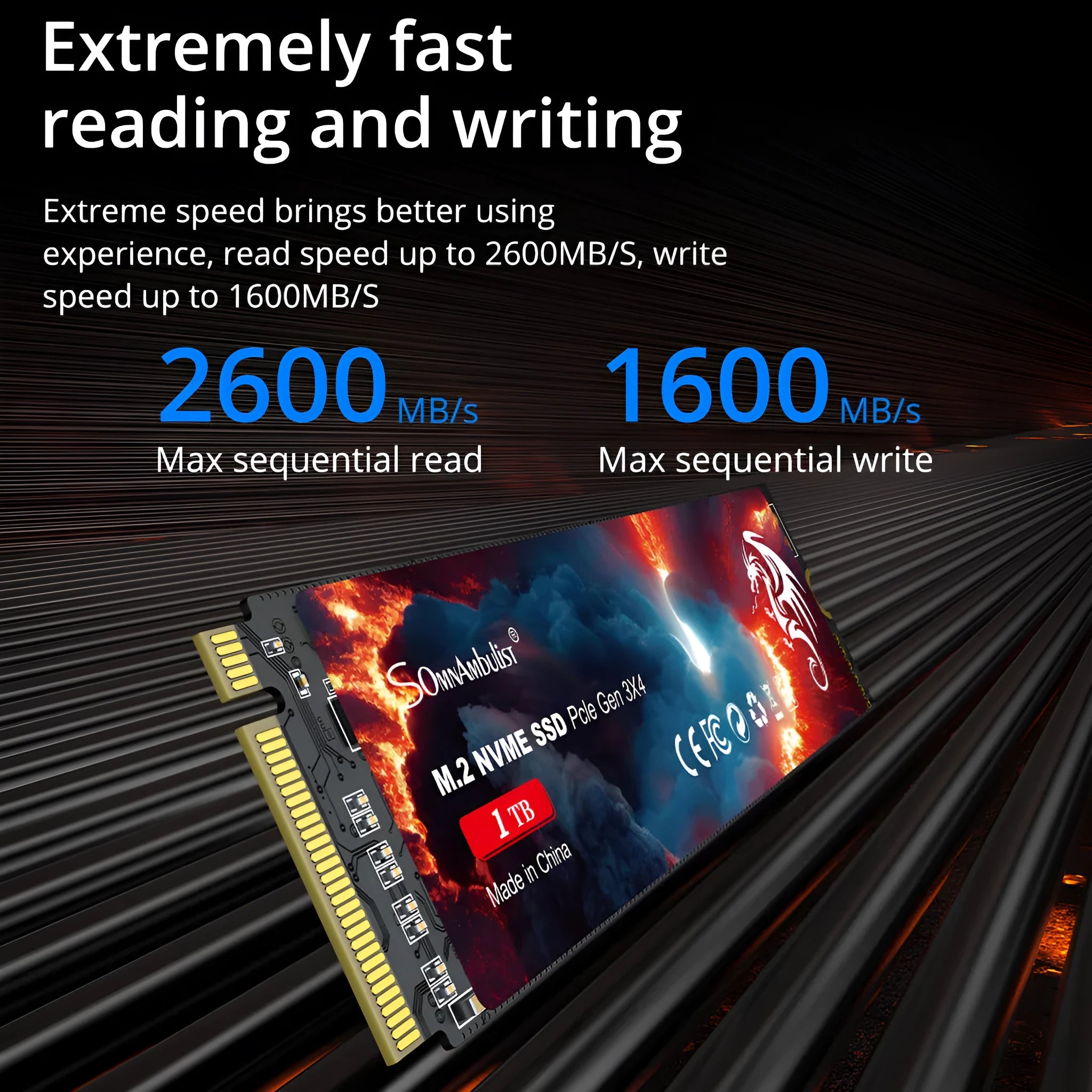 M.2 Solid State Drive for desktop computers showing compact 80mm by 22mm form factor.