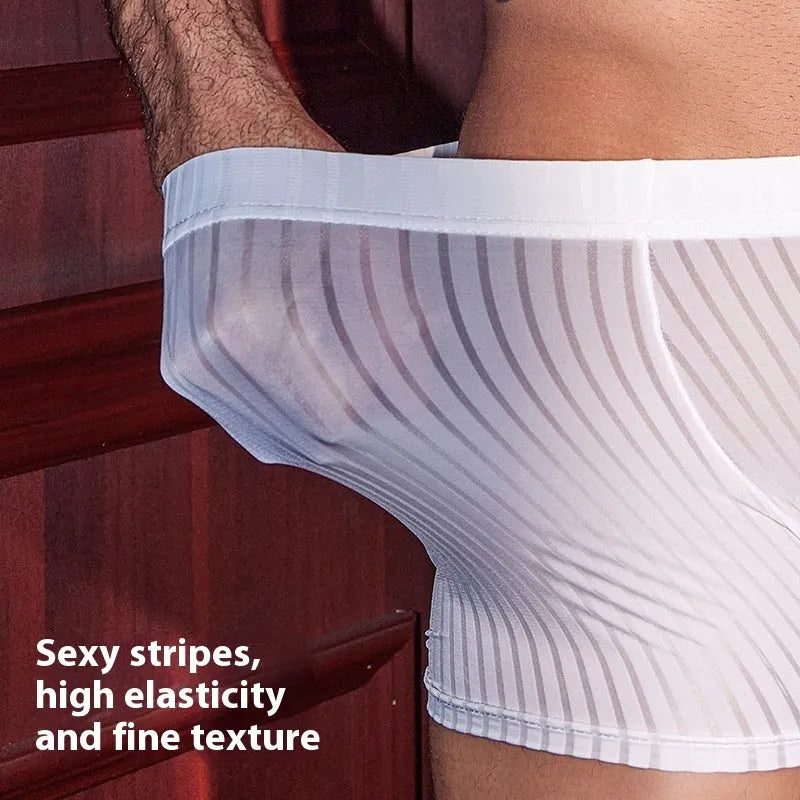 Men's striped boxer briefs in black colour showing vertical stripe design