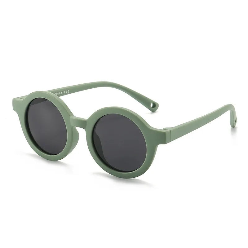 Children's round frame silicone sunglasses with polarised lenses for 0-3 year olds