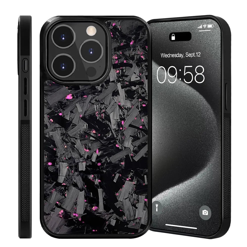 Carbon fiber phone case for iPhone 15 Pro Max 13 Pro in black, all-inclusive shockproof design
