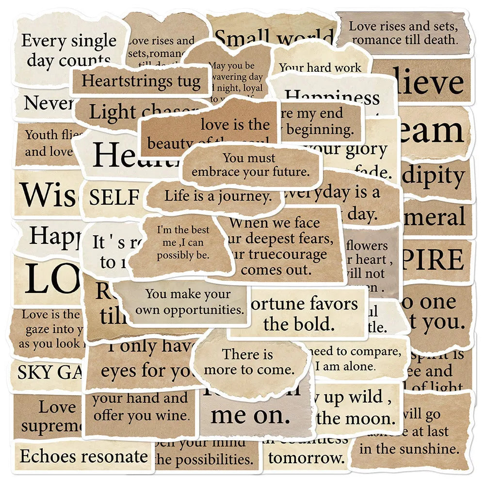 Tear English decorative stickers for laptops in PVC material measuring 4-7cm
