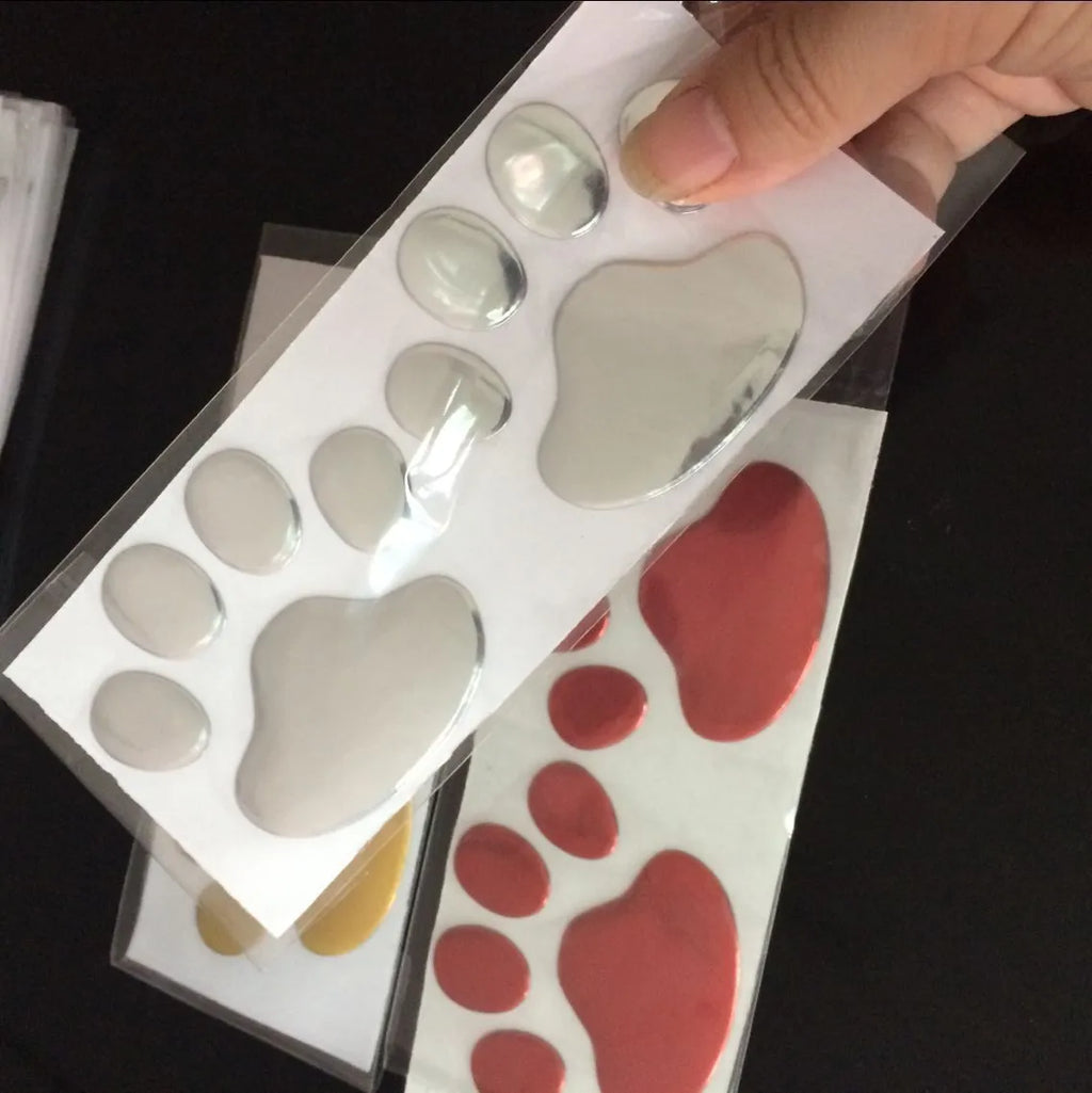 PVC car sticker with hand-shaped brush design and dog footprints pattern for bumper scratch protection
