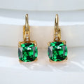 Square geometric ear clips with colourful moissanite inlays and electroplated gold finish
