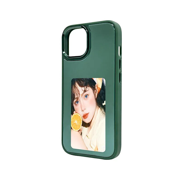 NFC projection screen four-color e-ink bracket phone case for iPhone in graphite black with custom display