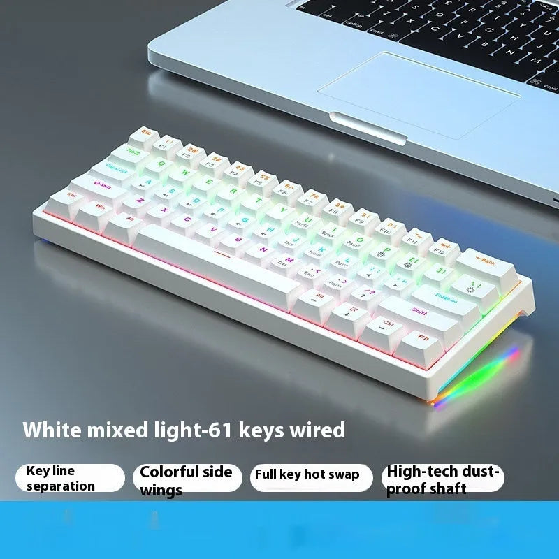 61-key compact mechanical keyboard with wired hot-plug design in multiple colour options