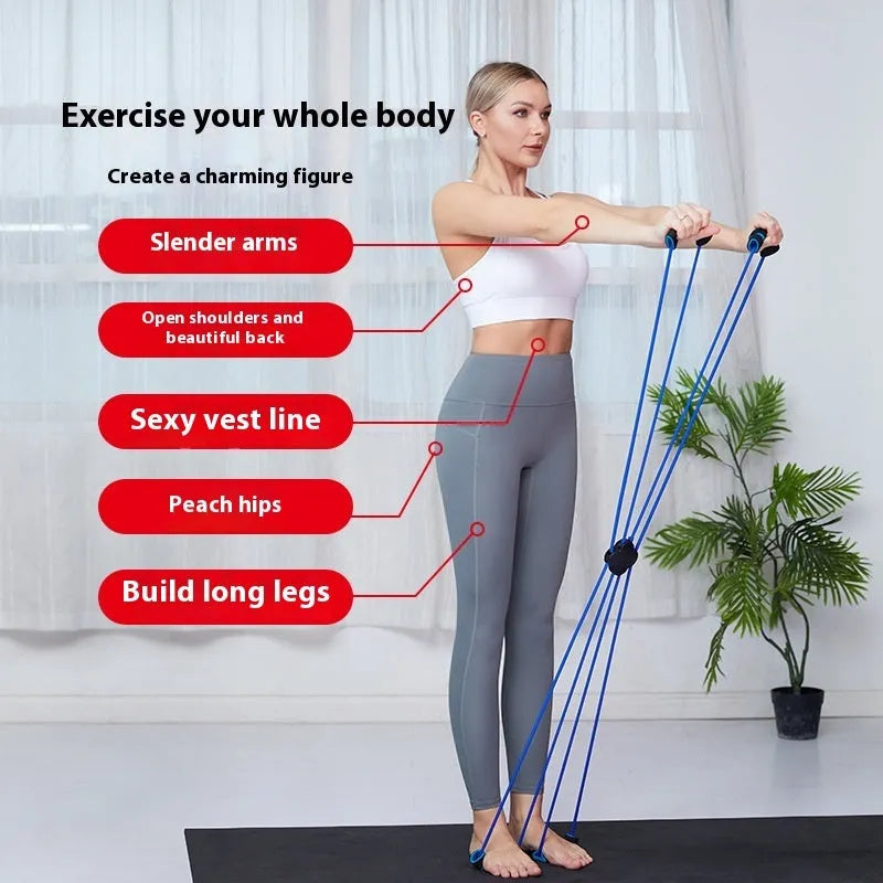 Blue TPR eight character puller resistance band for female shoulder fitness training