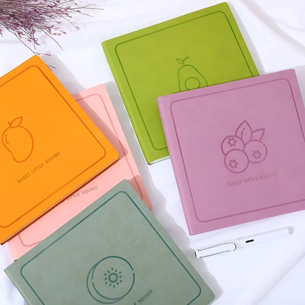 Square notebook with mesh leather cover in multiple colour options