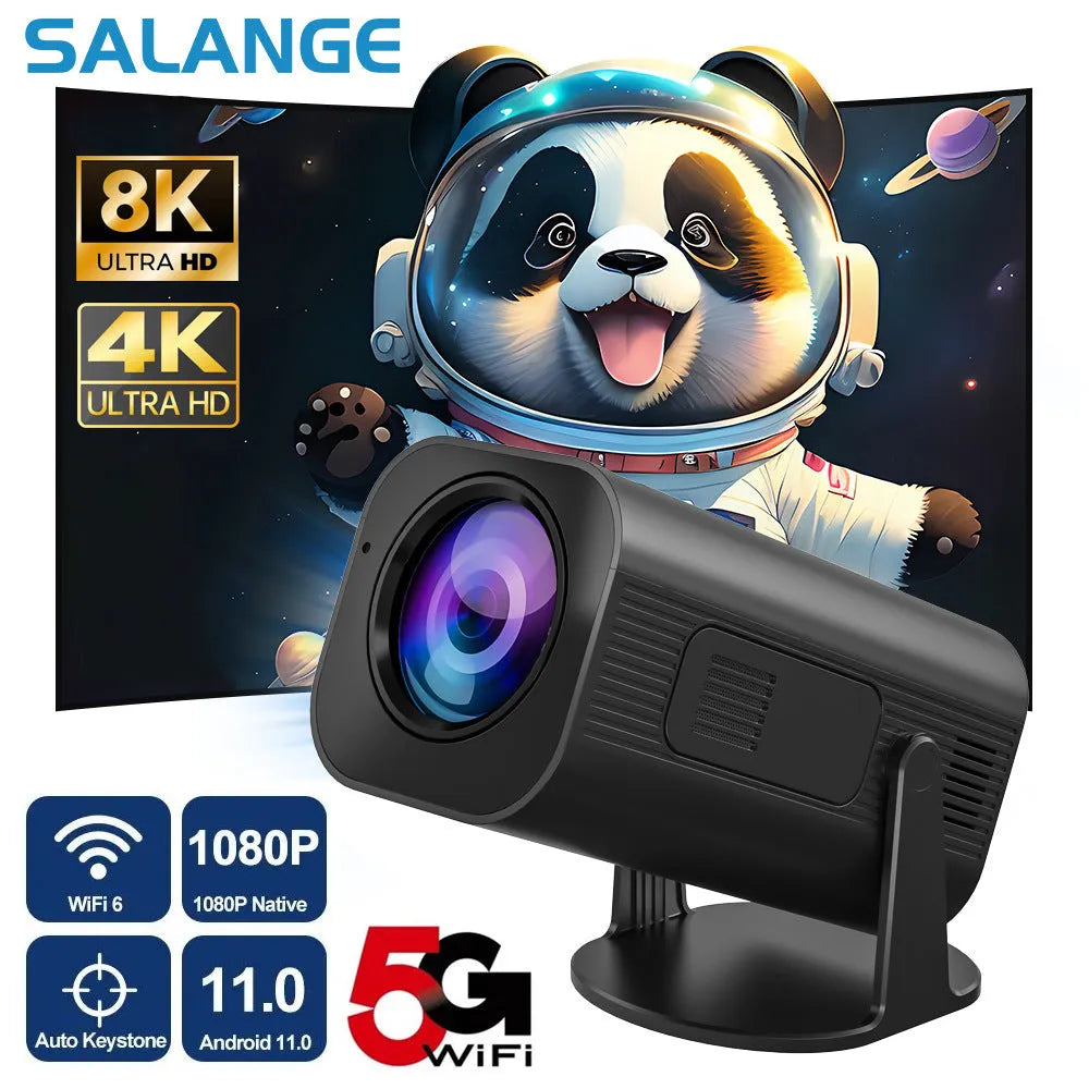 P330 black and white portable mini projector on a table with remote control.