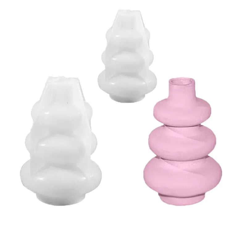 Three layer circular vase silicone baking mould in modern irregular shape