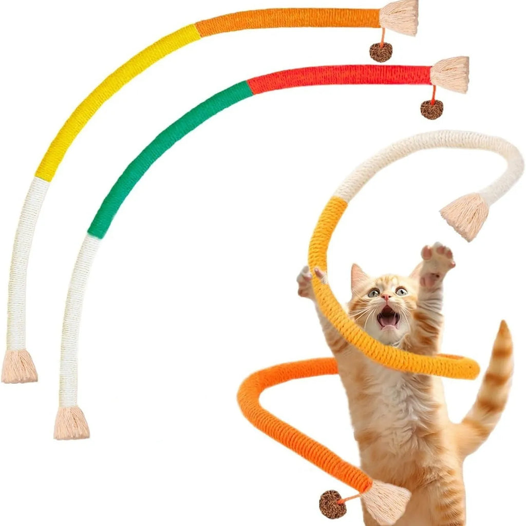 Bite rope catnip toy in 70cm cotton string, purple colour, for cat teething play