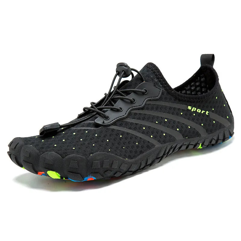 Fast drainage beach swimming couple outdoor fitness shoes, mesh upper, rubber sole, low top, in army green