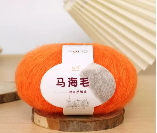 Hand-woven mohair scarf in multiple colour options with DIY knitting wool ball