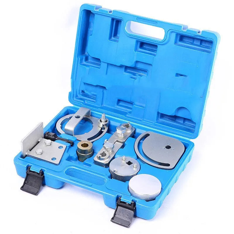 Volvo Land Rover engine timing tool set with 8 carbon steel pieces for 3.0L 3.2L T6 engines.