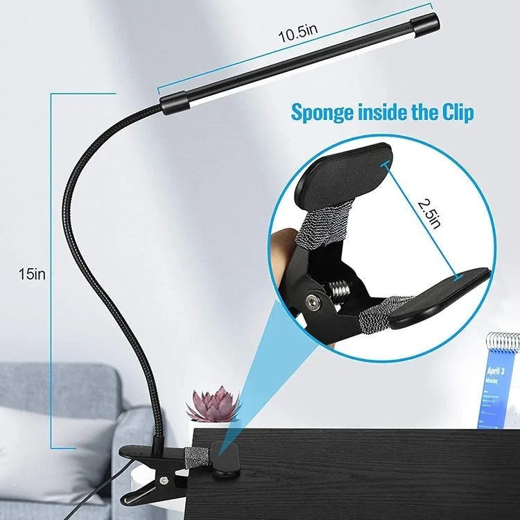 Black or white USB-powered LED desk lamp with 26 cm length for student study areas