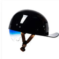 Men's retro half helmet for electric bicycles in bright black gradient blue with contrasting lens