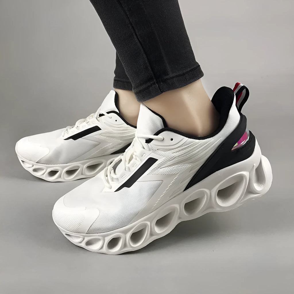 Men's low-top casual shoes in black with breathable mesh upper and lace-up front.