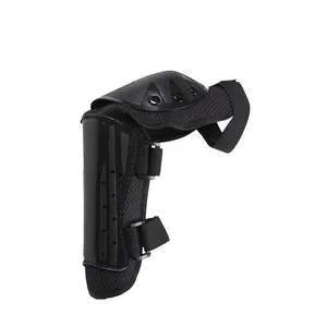 Adult black protective knee and elbow pads set with PE rubber shell and Velcro straps for cycling and extreme sports