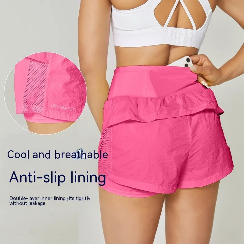 Women's cotton blend loose casual sports shorts in five colour options including Klein blue and rose pink