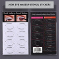 Four reusable flexible eyeliner stencil templates for makeup application on wooden surface