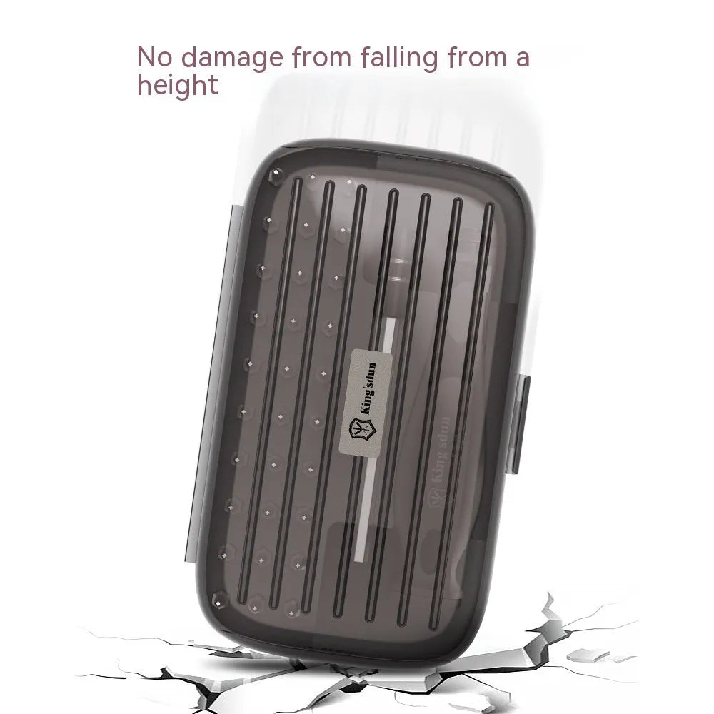 32-in-1 screwdriver set with 30 bits in a black plastic case and soft-grip handle for repairs.
