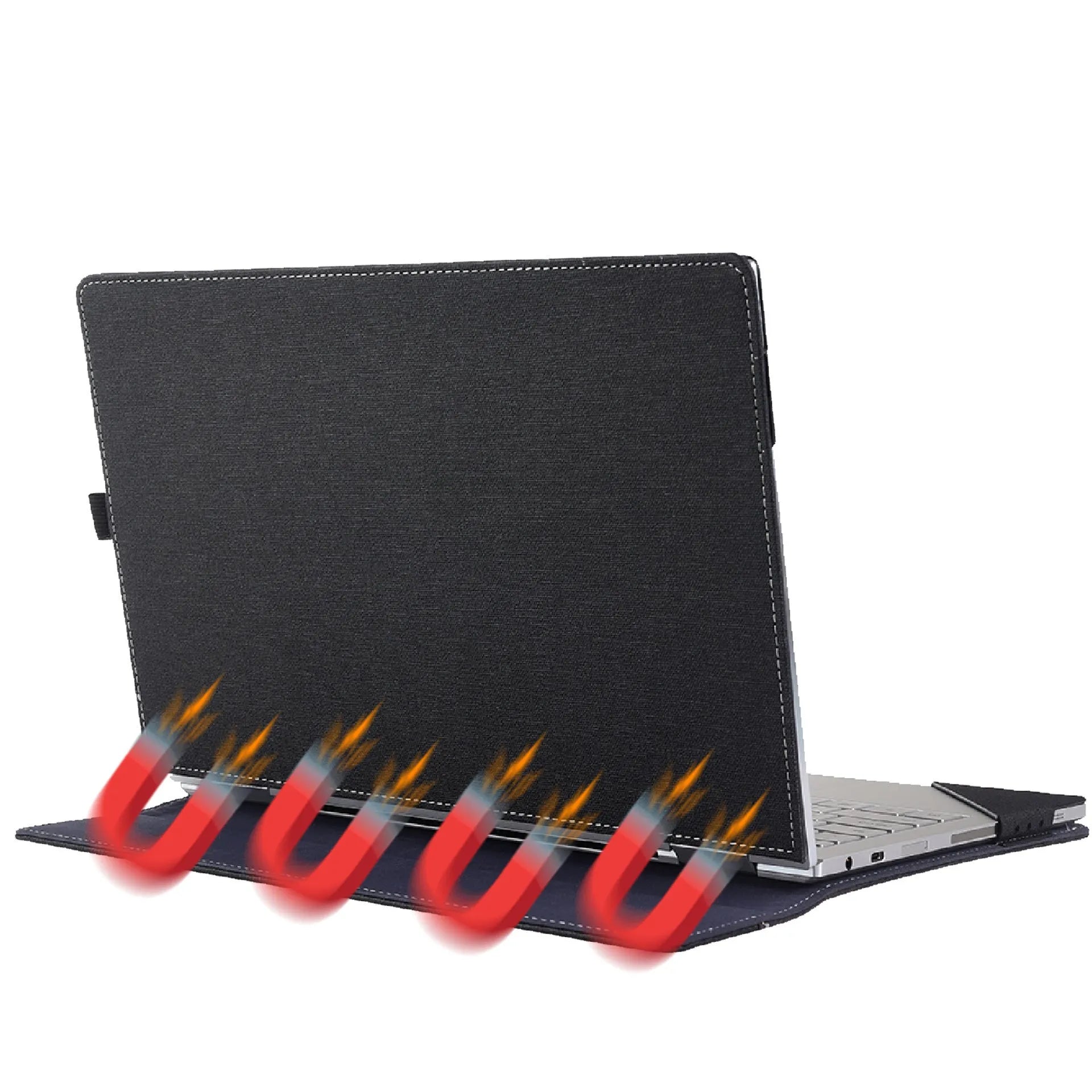 Black imitation leather protective sleeve for Microsoft Laptop6 laptop with bracket design