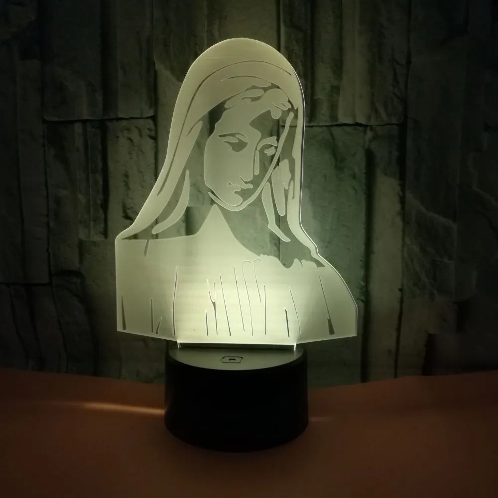 3D LED night light with stereoscopic ring pattern and colour changing options on ABS base
