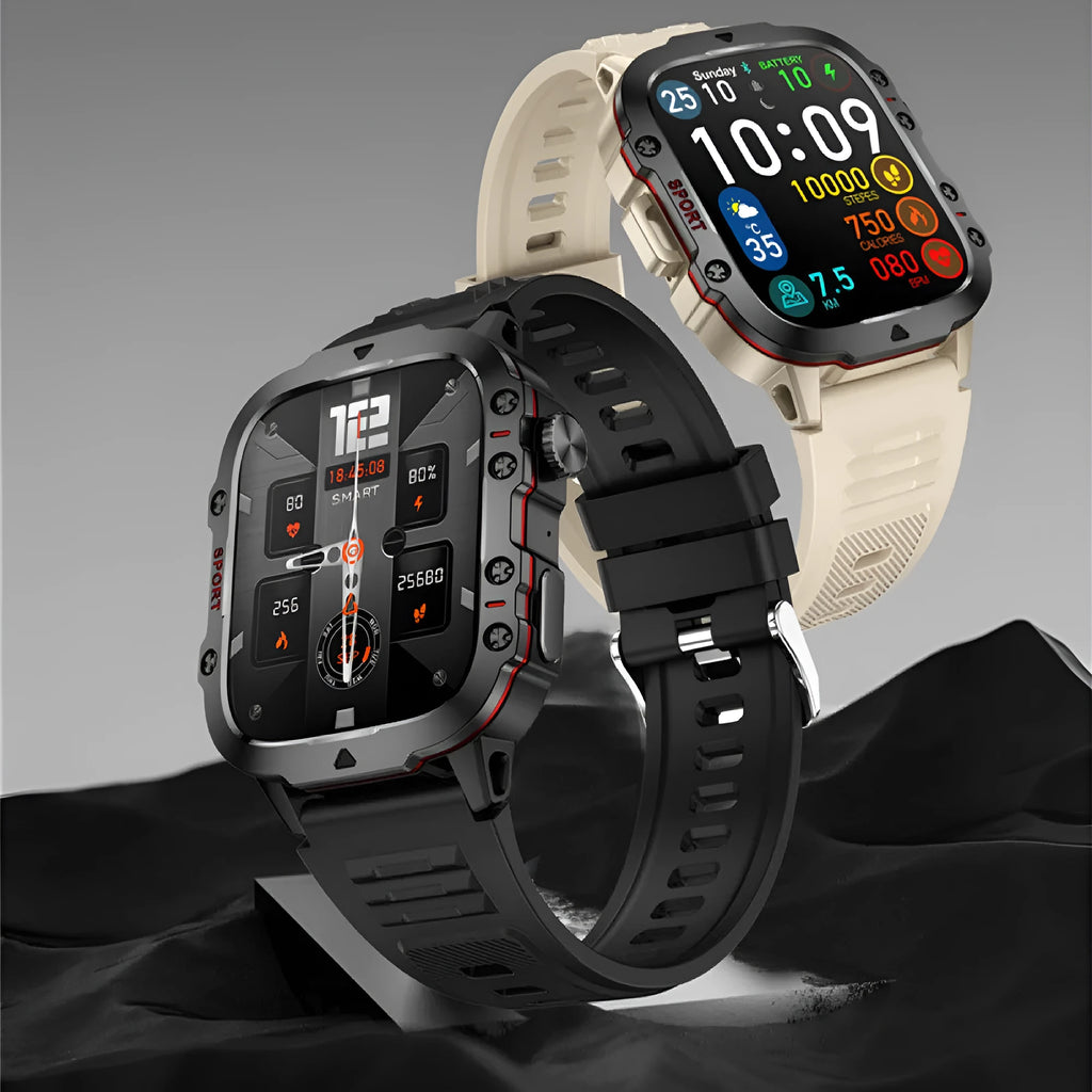 QX11 smartwatch with zinc alloy case showing TFT screen displaying heart rate and fitness data