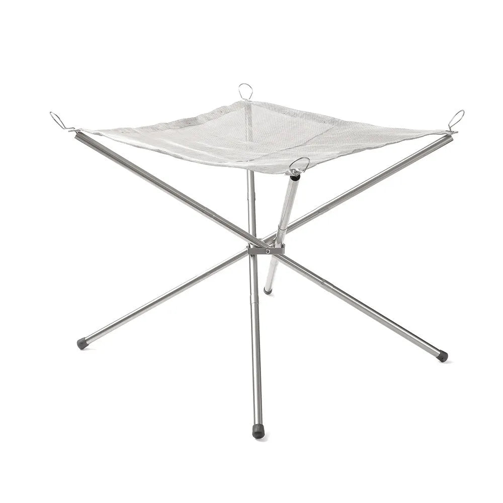 Silver stainless steel barbecue grill with a fine mesh net, shown in a large size for group barbecues.