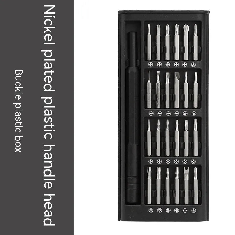 24-in-1 precision magnetic screwdriver repair set with carbon steel bits and chrome vanadium steel shaft on white background