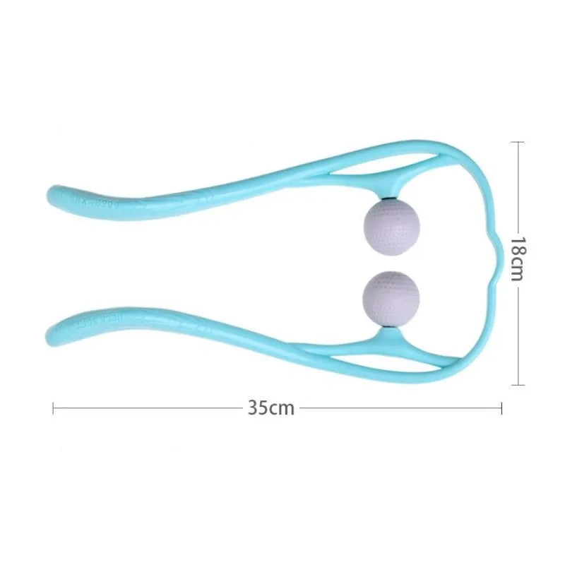 Plastic pressure point therapy massager in blue colour showing adjustable width and 3D floating point design