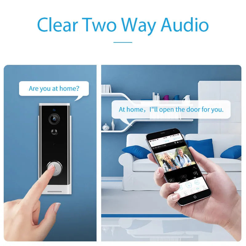 White network wireless video intercom camera wall-mounted with 1080p resolution and 2.8mm lens for indoor monitoring
