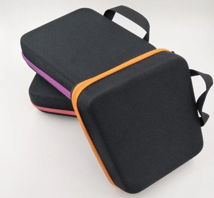 Red EVA essential oil storage bag with 30 compartments for 15ml bottles wall mounted cube organiser