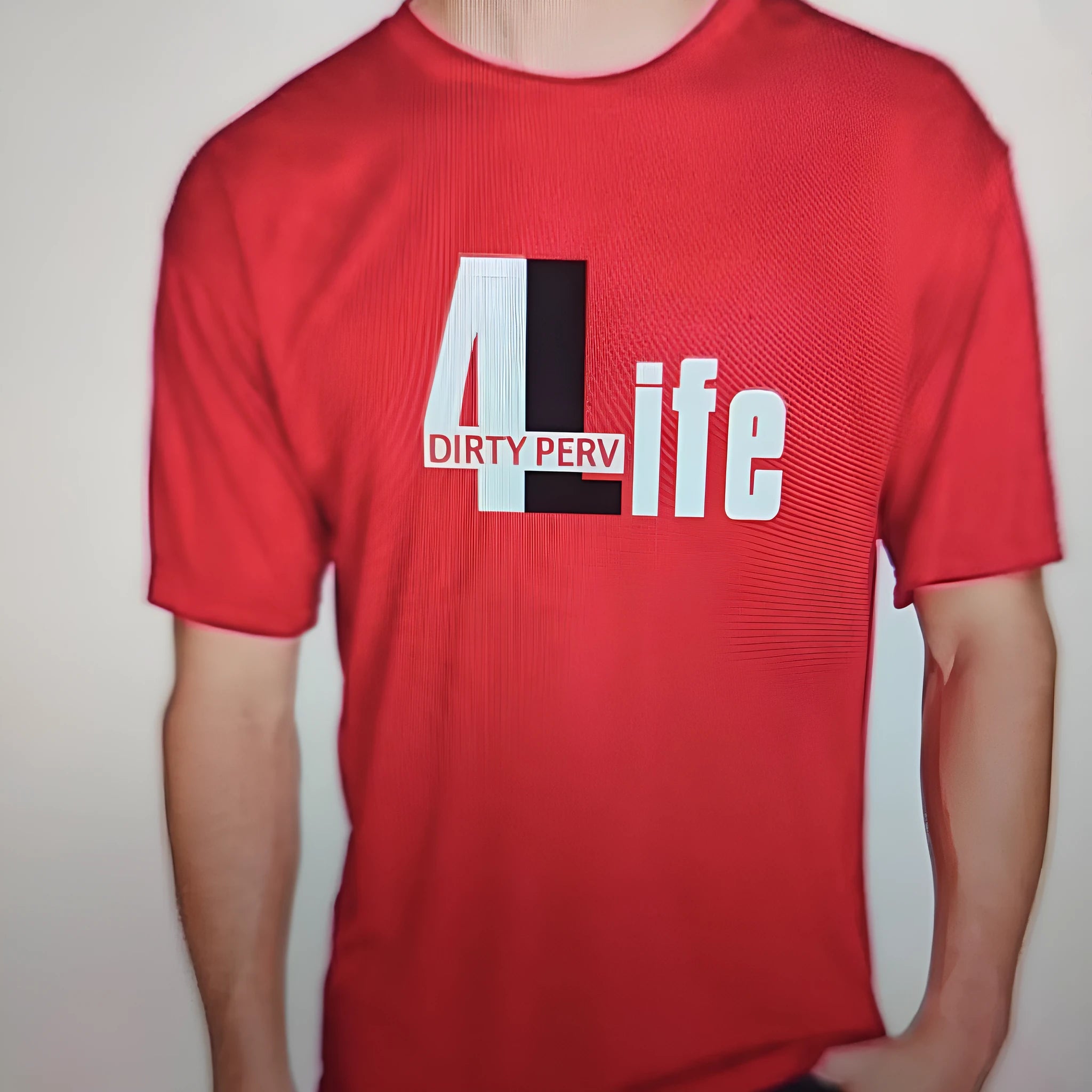 Red cotton men's summer t-shirt with loose casual fit and short sleeves