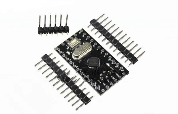 ATMEGA328P microcontroller development board measuring 33.3mm by 18.0mm with pin headers