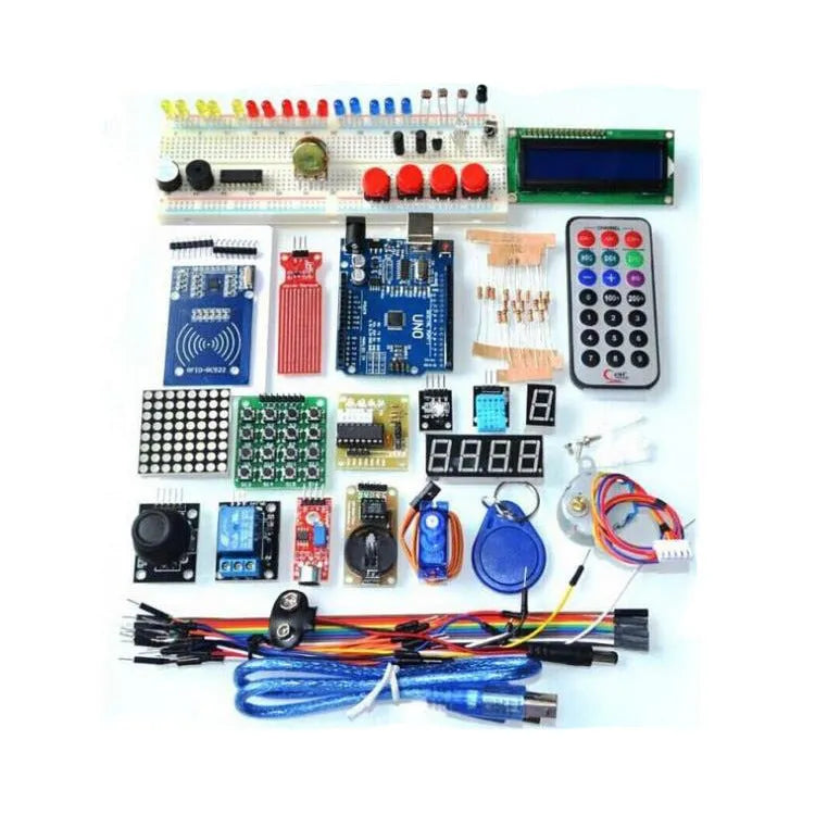 RFID upgraded Arduino starter kit with stepper motor, breadboard, and 33 modules for UNO R3