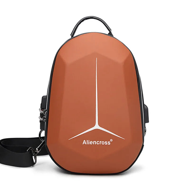 Waterproof Oxford cloth chest bag in black, shown worn across the body.