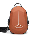 Waterproof Oxford cloth chest bag in black, shown worn across the body.