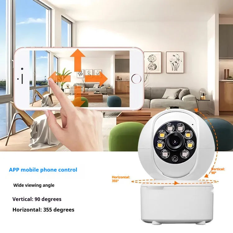 1080p HD home security camera with ceiling mount bracket and dual-light design