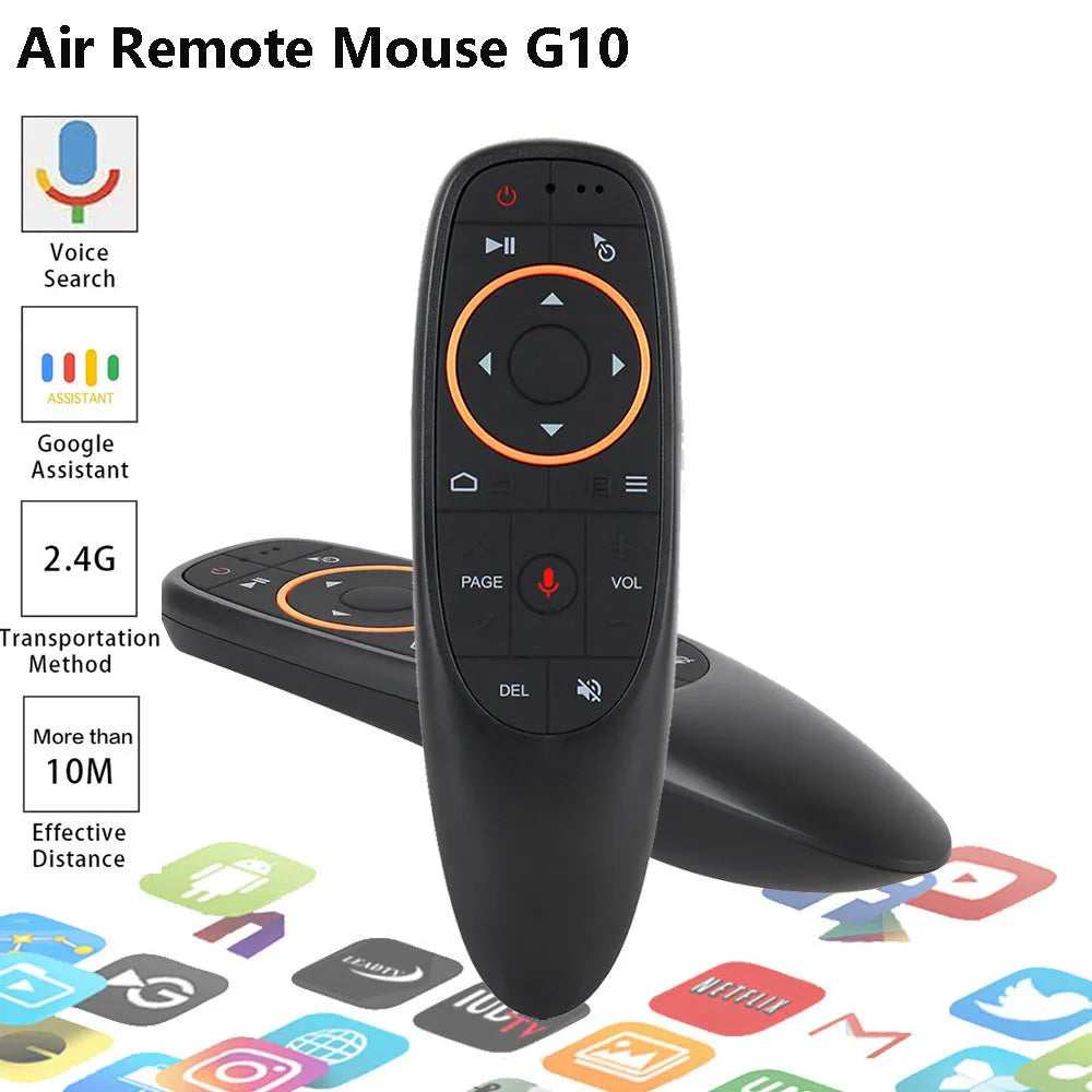 G10 G10S intelligent voice remote control with plastic shell and silicone buttons, showing three model variants.