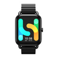 HAYLOU RS4 Plus black smartwatch with AMOLED screen on wrist displaying workout stats.