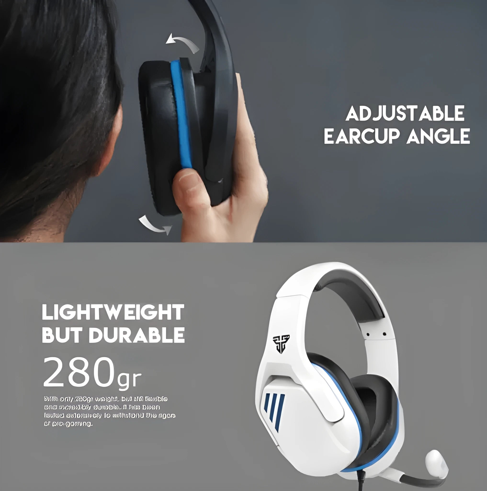 MH86 headwear esports gaming headset with USB cable, black colour, over-ear design and omnidirectional microphone