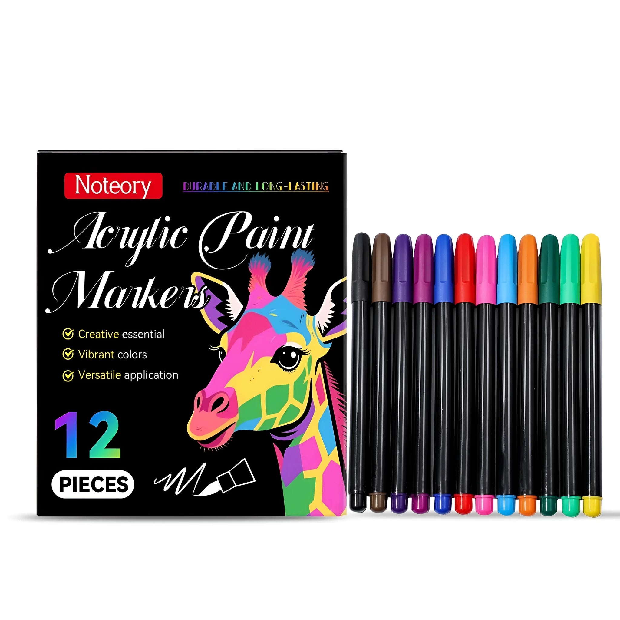 Set of 12 acrylic paint markers for art and craft projects