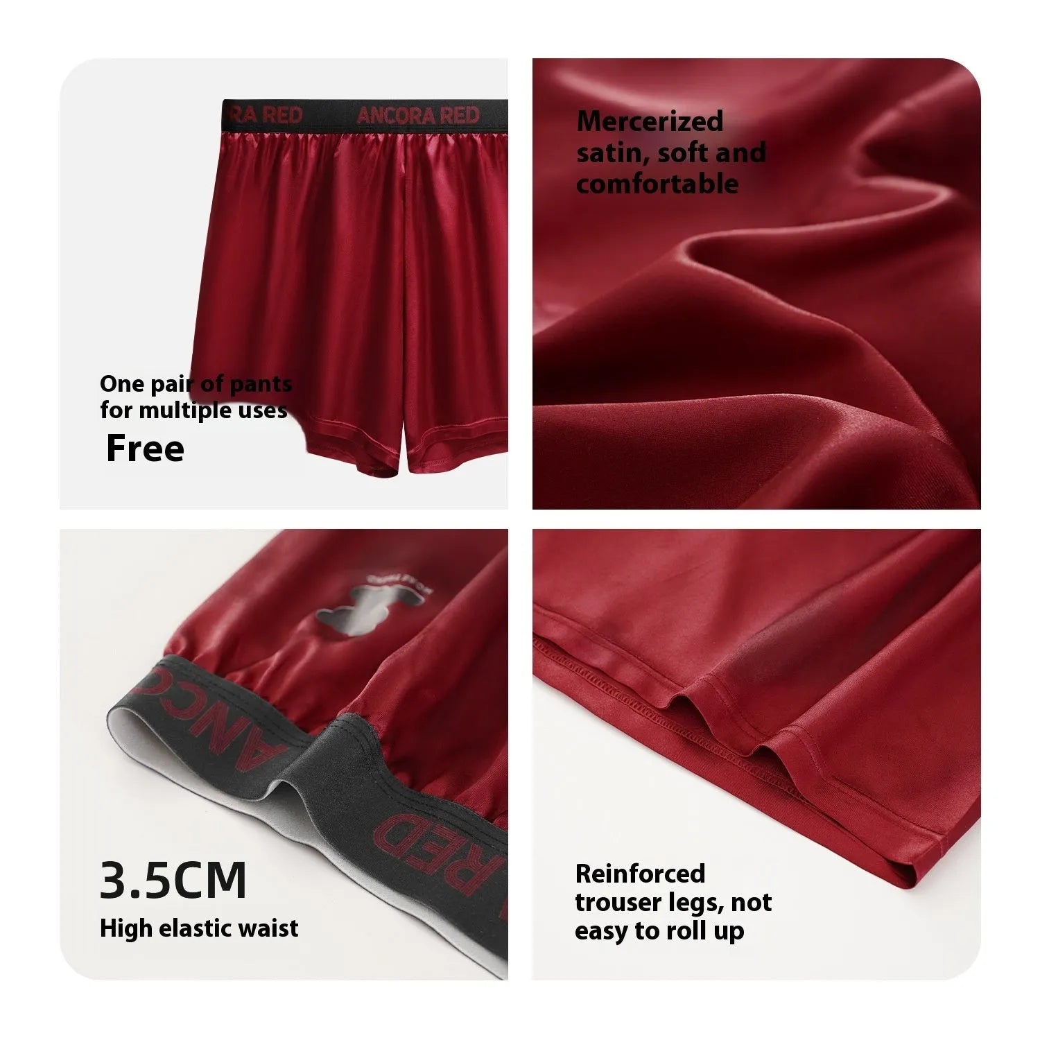 Solid colour men's boxer briefs in polyester fabric showing mid-waist design